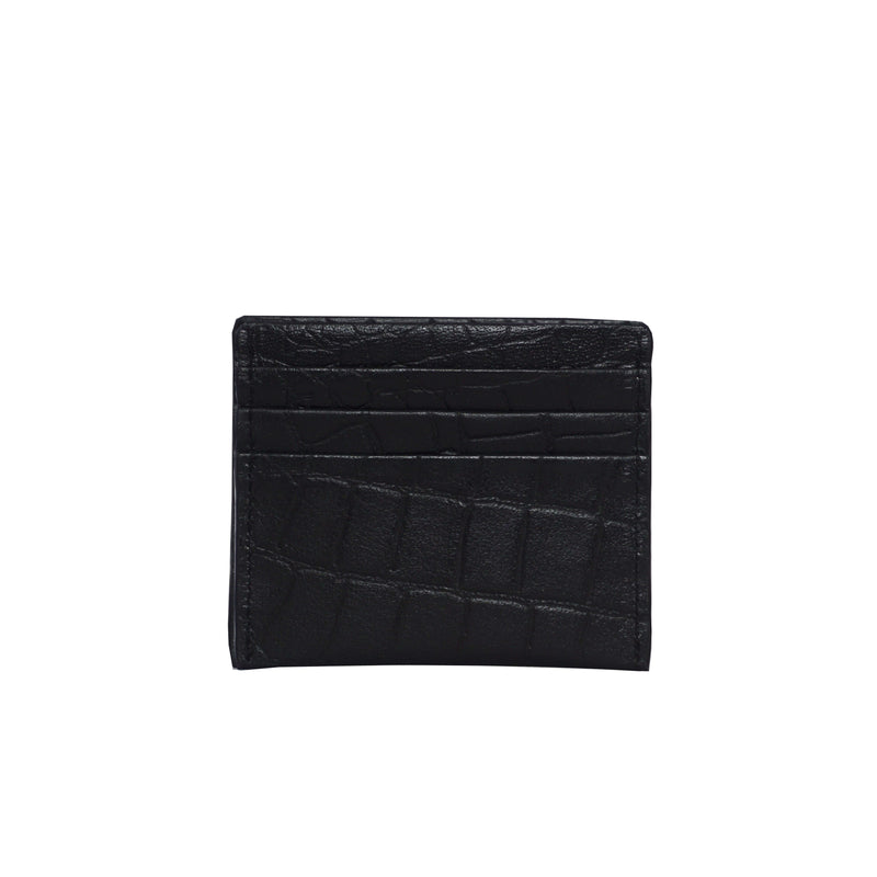 'FANN' Black Croc RFID Leather Credit Card Holder