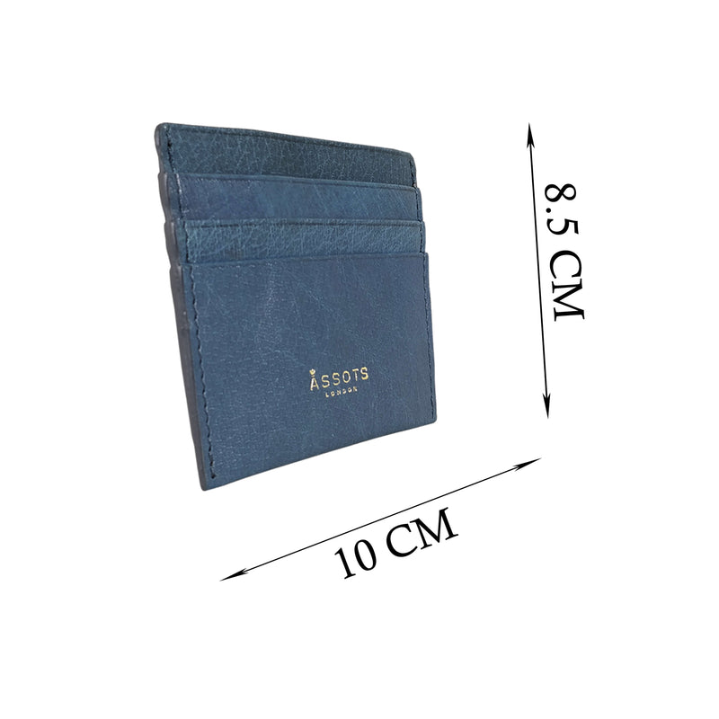 'FANN' Ensign Blue Vintage leather Compact RFID Credit Card Holder