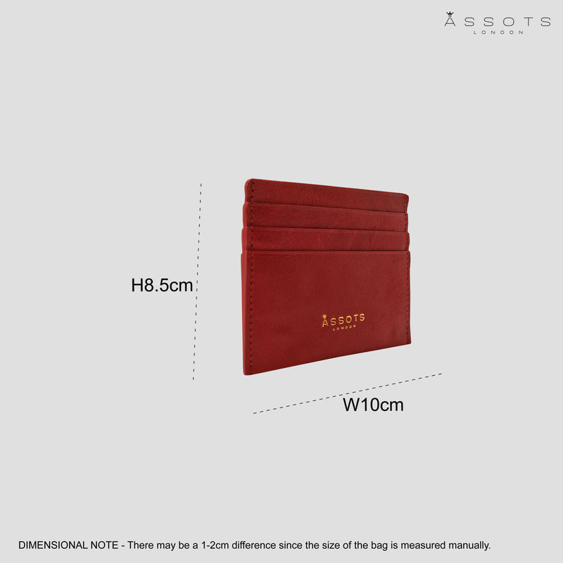 'FANN' Paprika Red Vintage leather Compact RFID Credit Card Holder