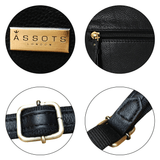 'FLORENCE' Black Pebble Grain Leather Crossbody Sling Bag
