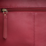 'FLORENCE' Carmine Pink Pebble Grain Leather Crossbody Bag
