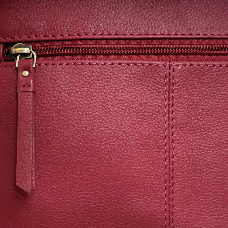 'FLORENCE' Carmine Pink Pebble Grain Leather Crossbody Bag