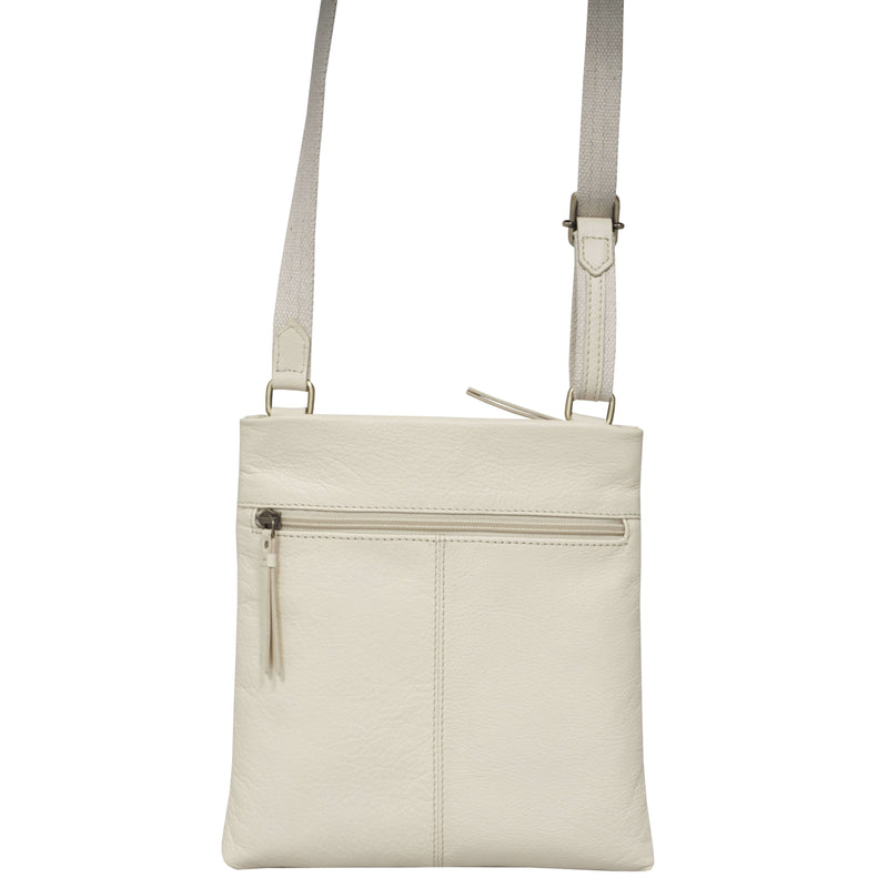 'FLORENCE' Cream Pebble Grain Leather Crossbody Sling Bag