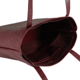 'FREYA' Burgundy Semi Structured Unlined Croc Leather Tote Bag