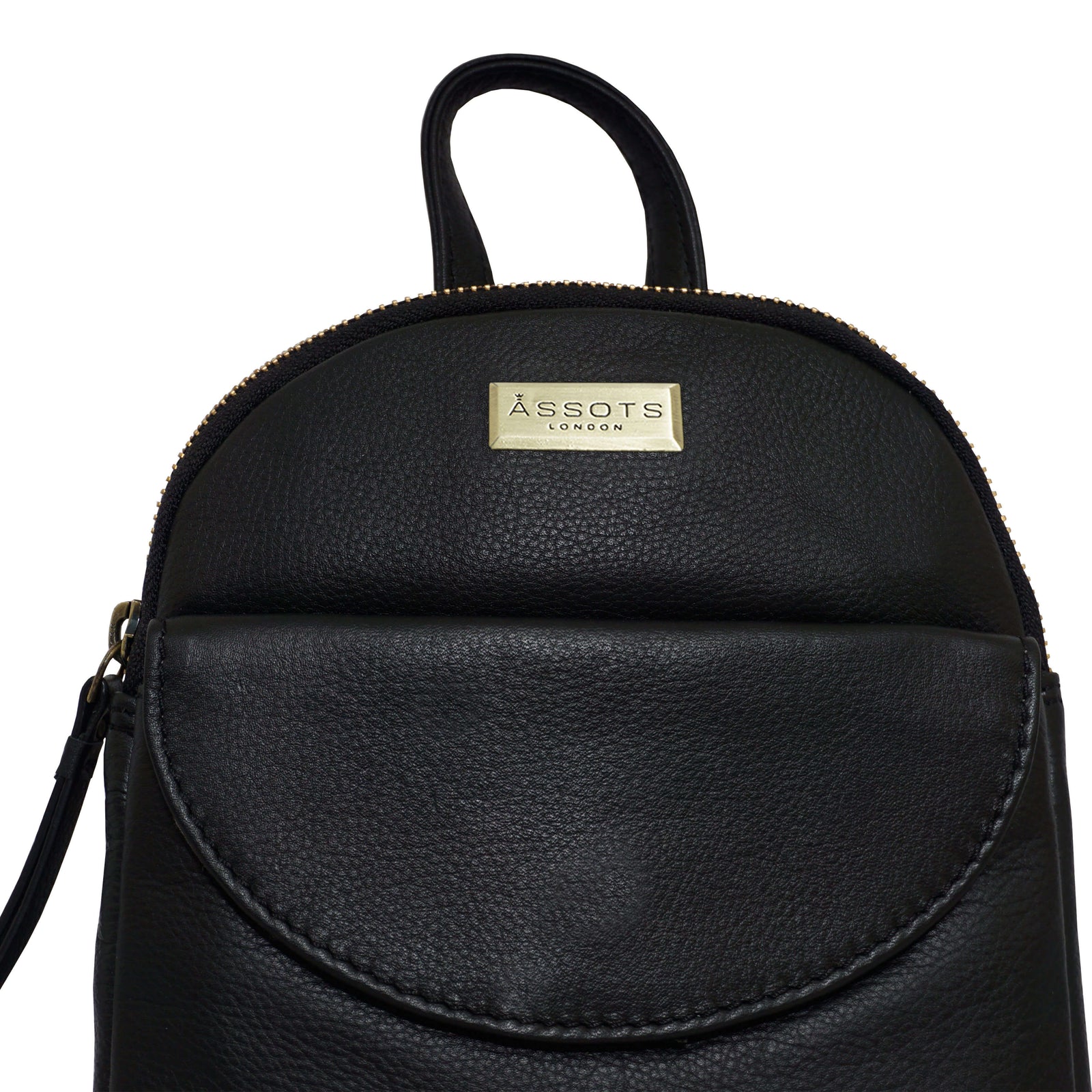 Womens Black Mini Soft Real Leather Backpack Rucksack uk George Assots London