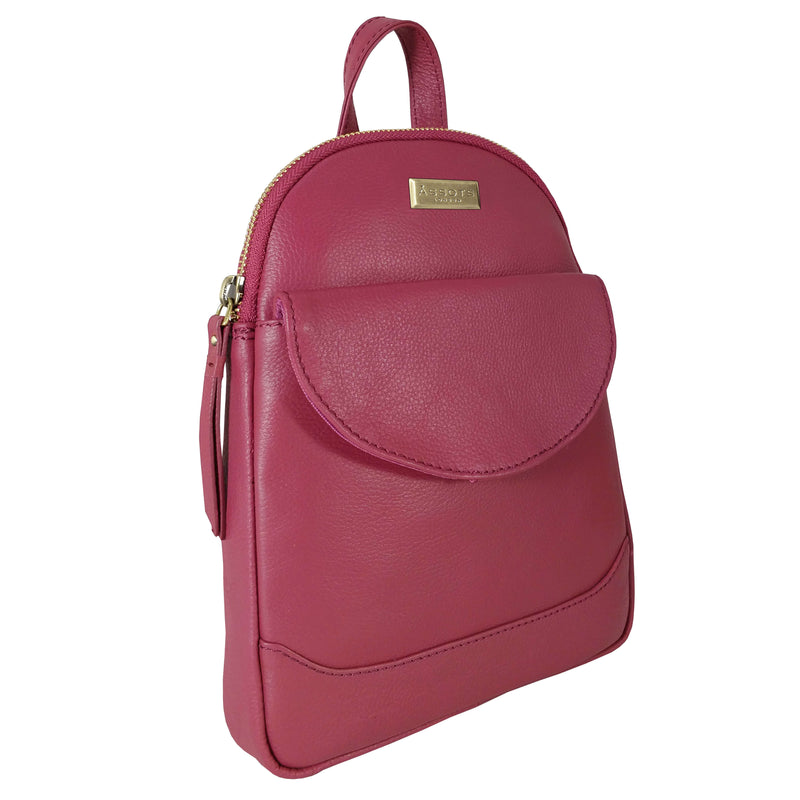 'GEORGE' Carmine Pink Mini Pebble Grain Leather Backpack