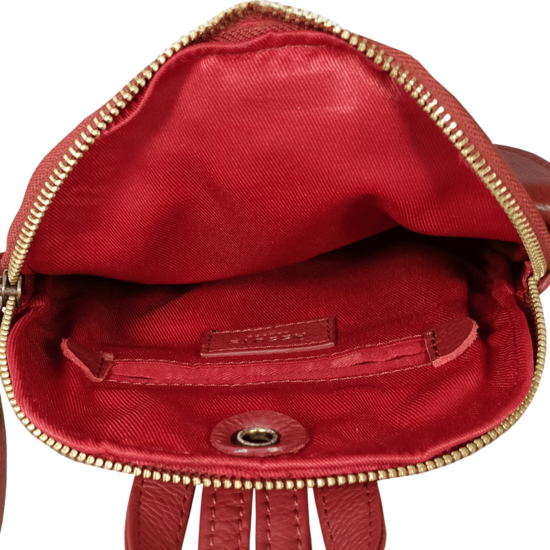 Womens Red Mini Soft Real Leather Backpack Rucksack uk