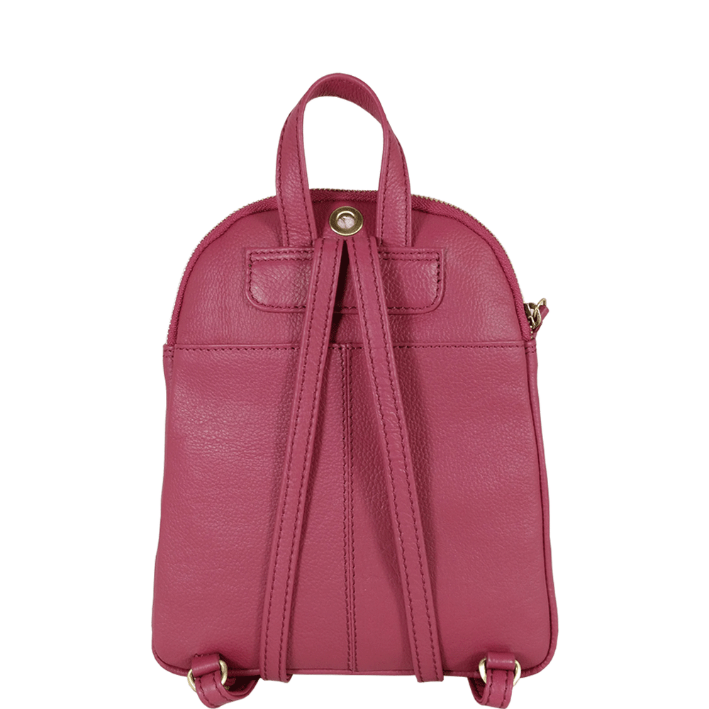 GEORGE Carmine Pink Mini Pebble Grain Leather Backpack