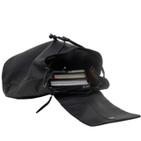 'GRACE' Black Full Grain Leather Flap-over Backpack