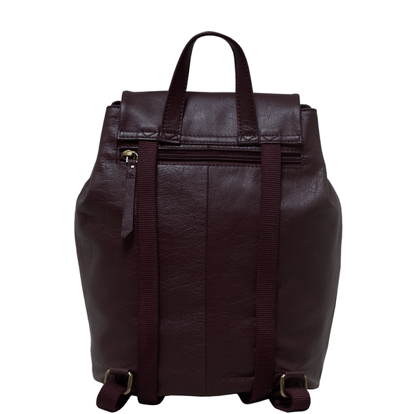 'GRACE' Burgundy Full Grain Leather Flap-over Backpack