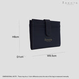'GROVE' Navy Smooth RFID Tab-over Leather Credit Card Holder