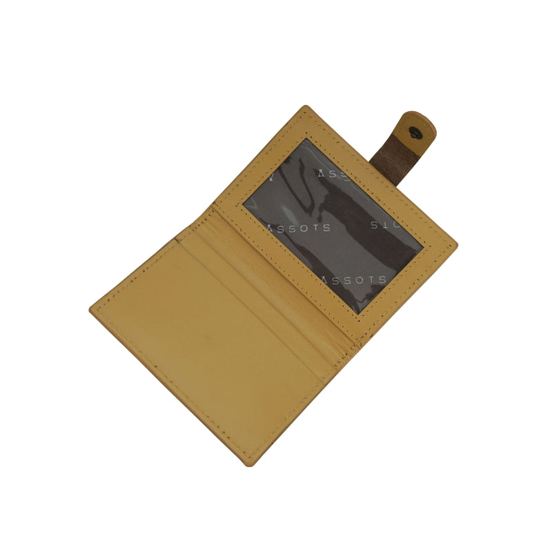 'GROVE' Mustard Smooth RFID Tab-over Leather Credit Card Holder