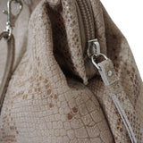 'Harper' Nude Python Snake Print Real Leather Oversized Clutch Bag