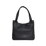 'Harriet' Black Pebble Grain Real Leather Slouchy Hobo Bag