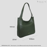 'Harriet' Olive Green Pebble Grain Real Leather Slouchy Hobo Bag