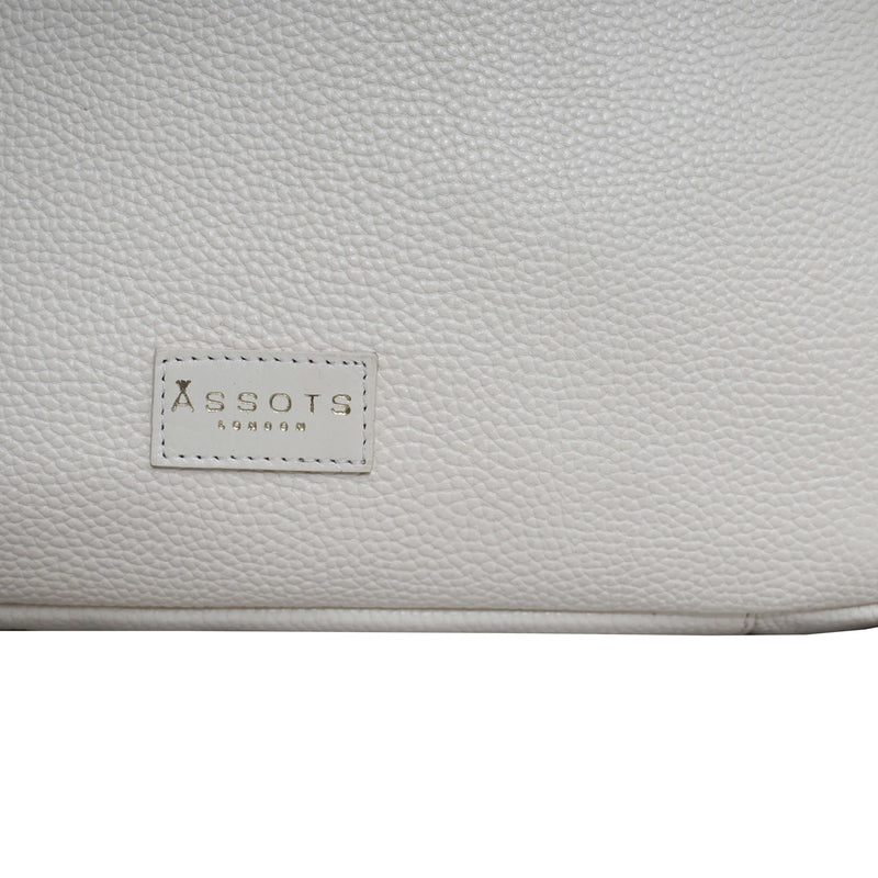 'Harriet' Cream Pebble Grain Real Leather Slouchy Hobo Bag