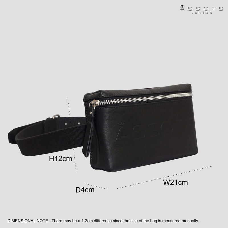 'Harry' Black Real Leather Bum Belt Unisex Bag