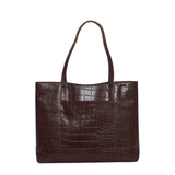 'HELENE' Brown Croc Designer Leather Grab Bag