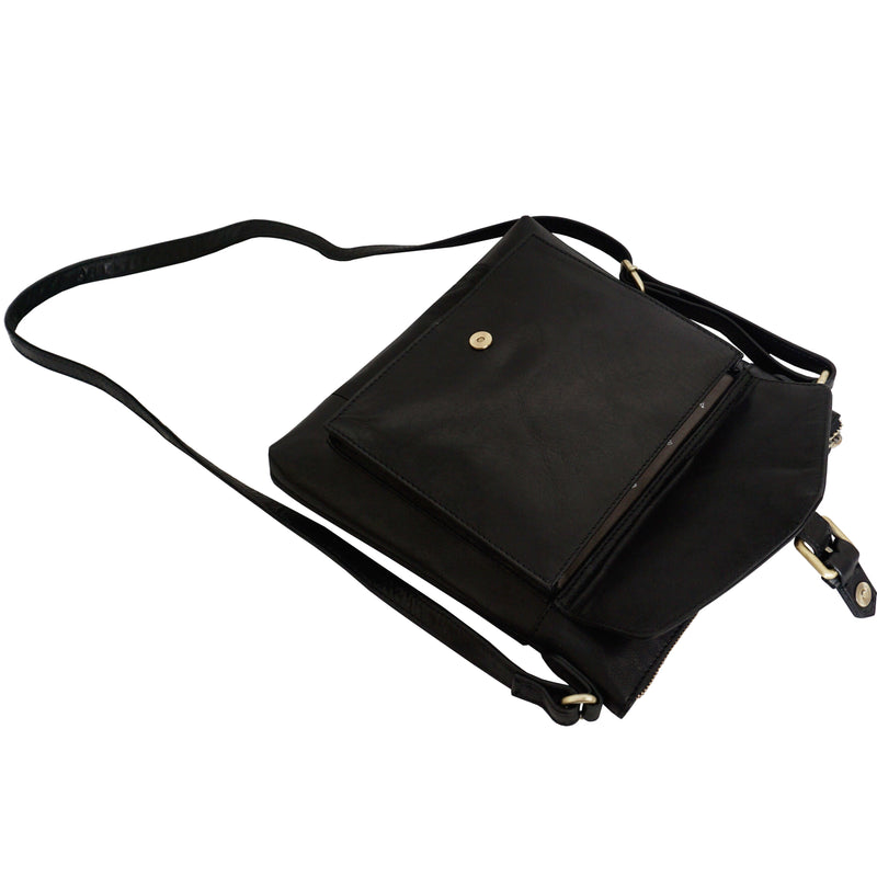 Black Soft Real Leather Lightweight Travel Crossbody Bag for Women UK ...