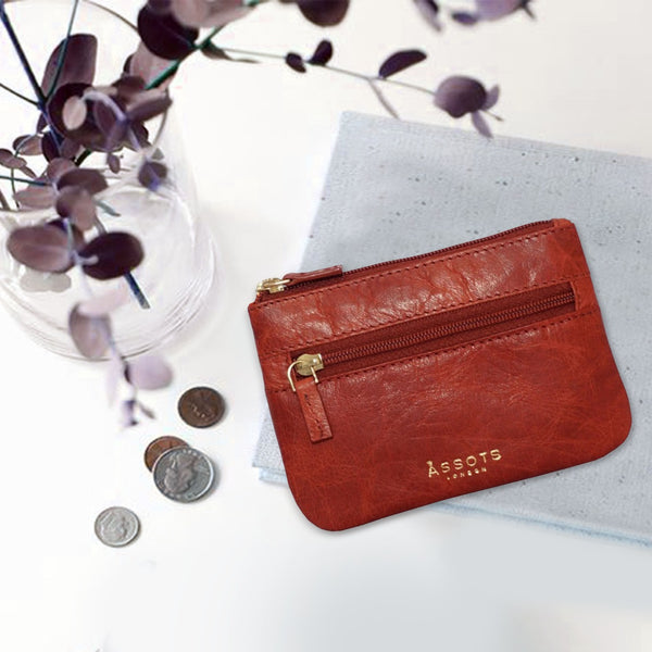 'MARY' Red Soft Small Leather Coin Purse