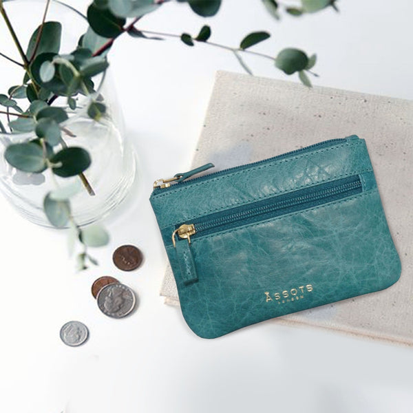 'MARY' Ocean Blue Soft Small Leather Coin Purse