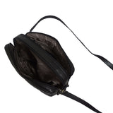 'IRIS' Black Quilted Soft Pebble Grain Leather Crossbody Bag