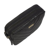 'IRIS' Black Quilted Soft Pebble Grain Leather Crossbody Bag