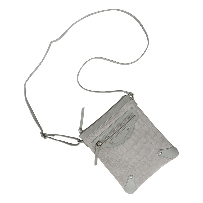 'JANET' Grey Real Leather Crossbody Sling Bag