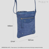 'JANET' Blue Real Leather Crossbody Sling Bag