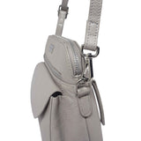 'JEAN' Ice Grey Real Soft Pebble Grain Leather Crossbody Bag
