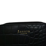 'JOLLY' Black Croc Real Leather Designer Zip-Top Wallet