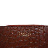 'JOLLY' Red Croc Real Leather Designer Zip-Top Wallet
