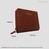'JOLLY' Red Croc Real Leather Designer Zip-Top Wallet