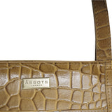 'JUDITH' Mustard Croc Real Leather Shoulder Bag