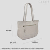 'JULIA' Ice Grey Vintage Croc Real Leather Shoulder Work Bag