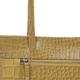'JULIA' Mustard Vintage Croc Real Leather Shoulder Work Bag