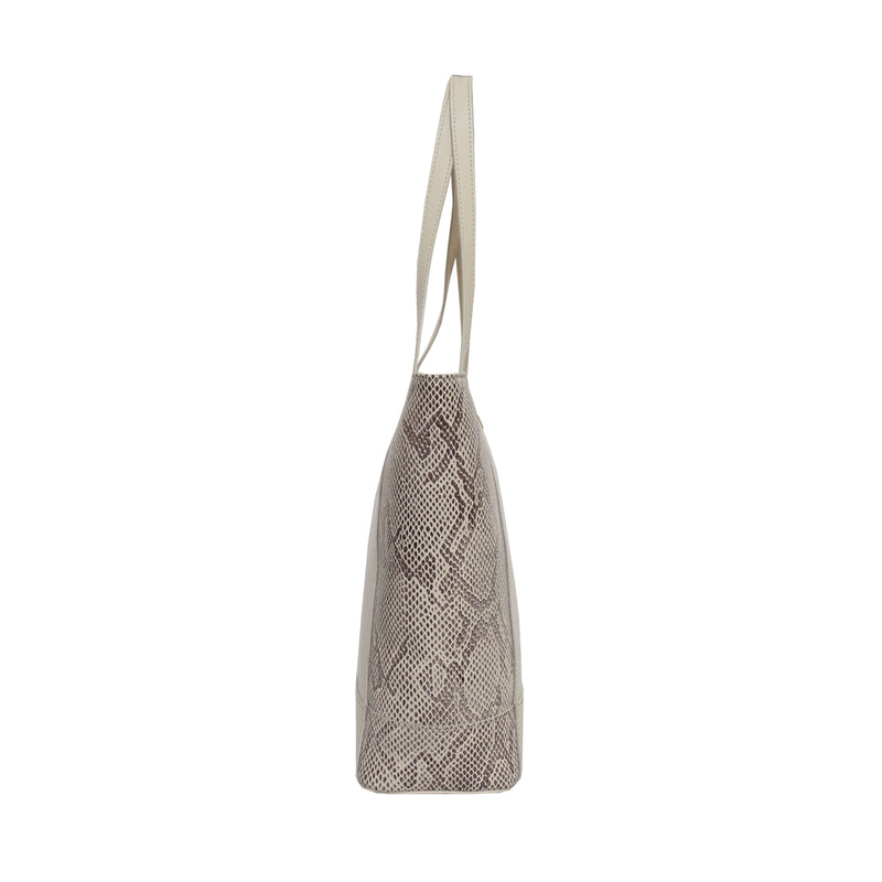 'Klara' Nude Animal Snake Print Real Leather Designer Tote Bag
