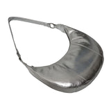 'LAYLA' Silver Metallic Real Leather Shoulder Hobo Bag
