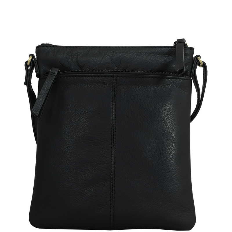 'LINBY' Black Pebble Grain Leather Crossbody Bag
