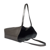 'MAISIE' Pewter Metallic Real Leather Shopper Tote Bag