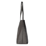 'MAISIE' Pewter Metallic Real Leather Shopper Tote Bag