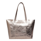 'MAISIE' Rose Gold Metallic Real Leather Shopper Tote Bag