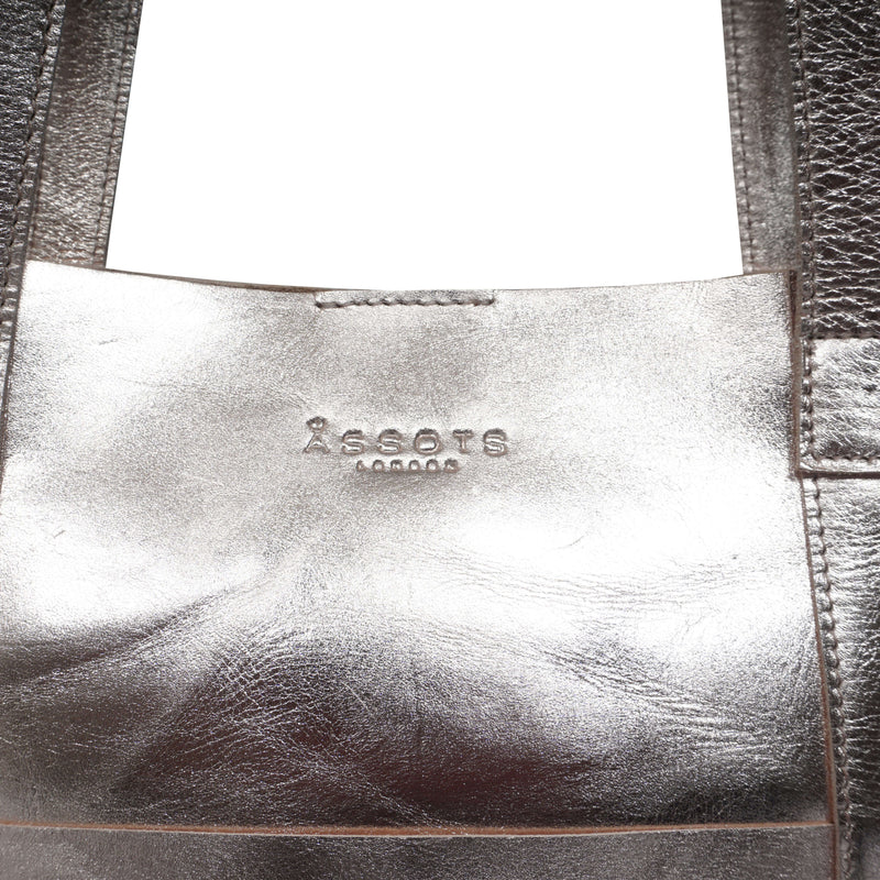 'MAISIE' Rose Gold Metallic Real Leather Shopper Tote Bag