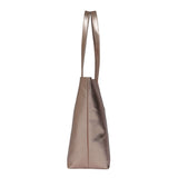 'MAISIE' Rose Gold Metallic Real Leather Shopper Tote Bag