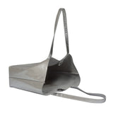 'MAISIE' Silver Metallic Real Leather Shopper Tote Bag