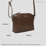 'MANDY' Tan Croc Real Leather Designer Crossbody Bag