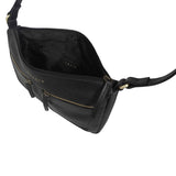 'MARDI' Black Pebble Grain Soft Real Leather Shoulder Bag
