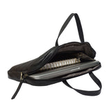 'MAYA' Black Quilted Soft Pebble Grain Leather Laptop Crossbody Bag
