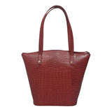 'MELANIE' Bright Red Croc Real Leather Unlined Bucket Bag