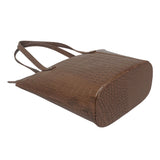 'MELANIE' Tan Croc Real Leather Unlined Bucket Bag